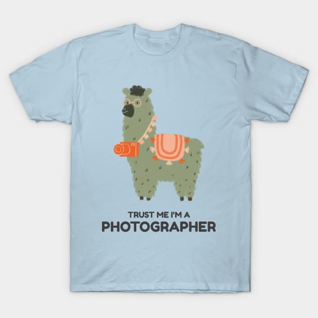Cute Llama Photographer T-Shirt by Tip Top Tee's